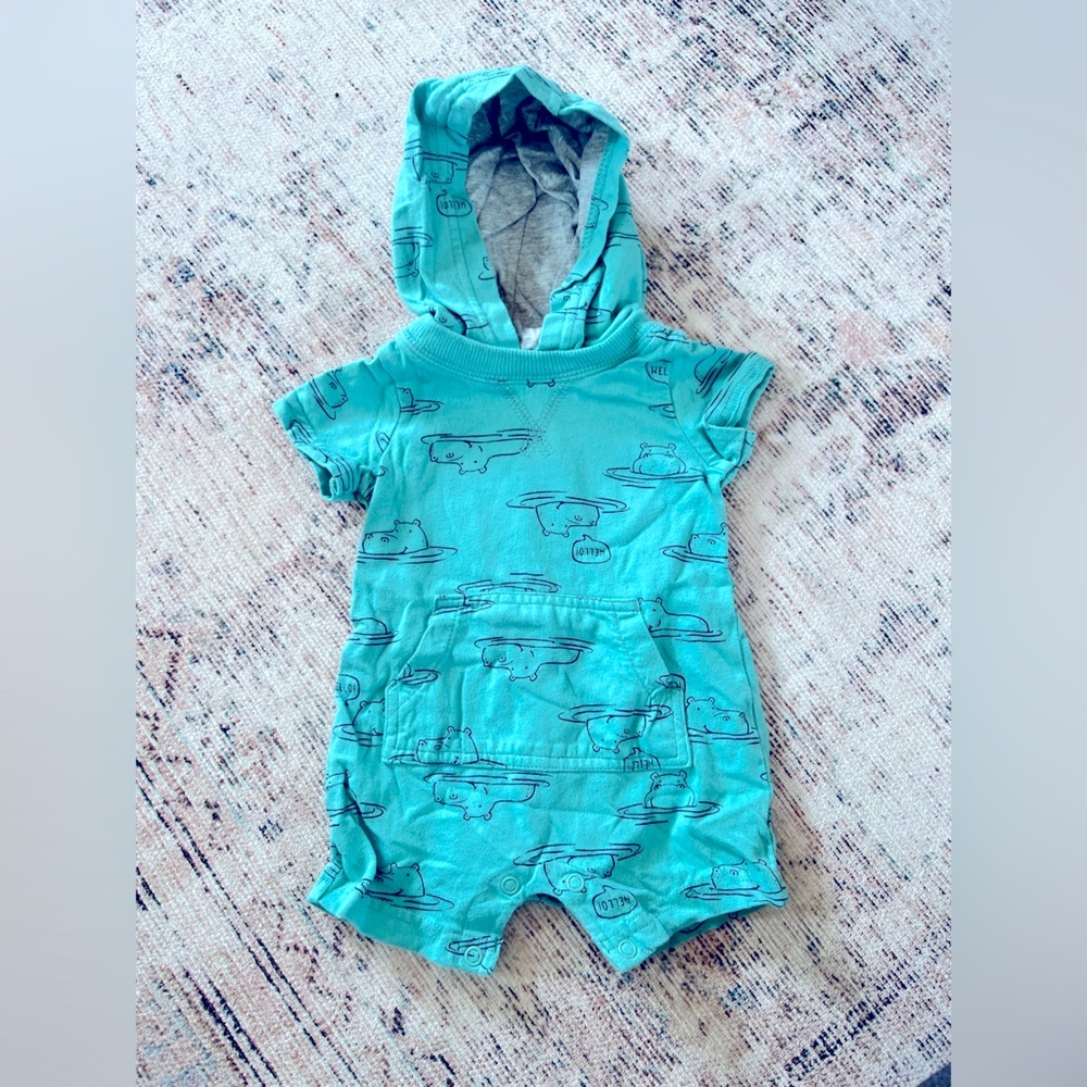 Carter's Blue Bodysuit with Hood and Shorts